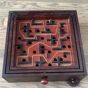 Wooden Maze Puzzle Game Labyrinth Wood Vintage Tabletop Game